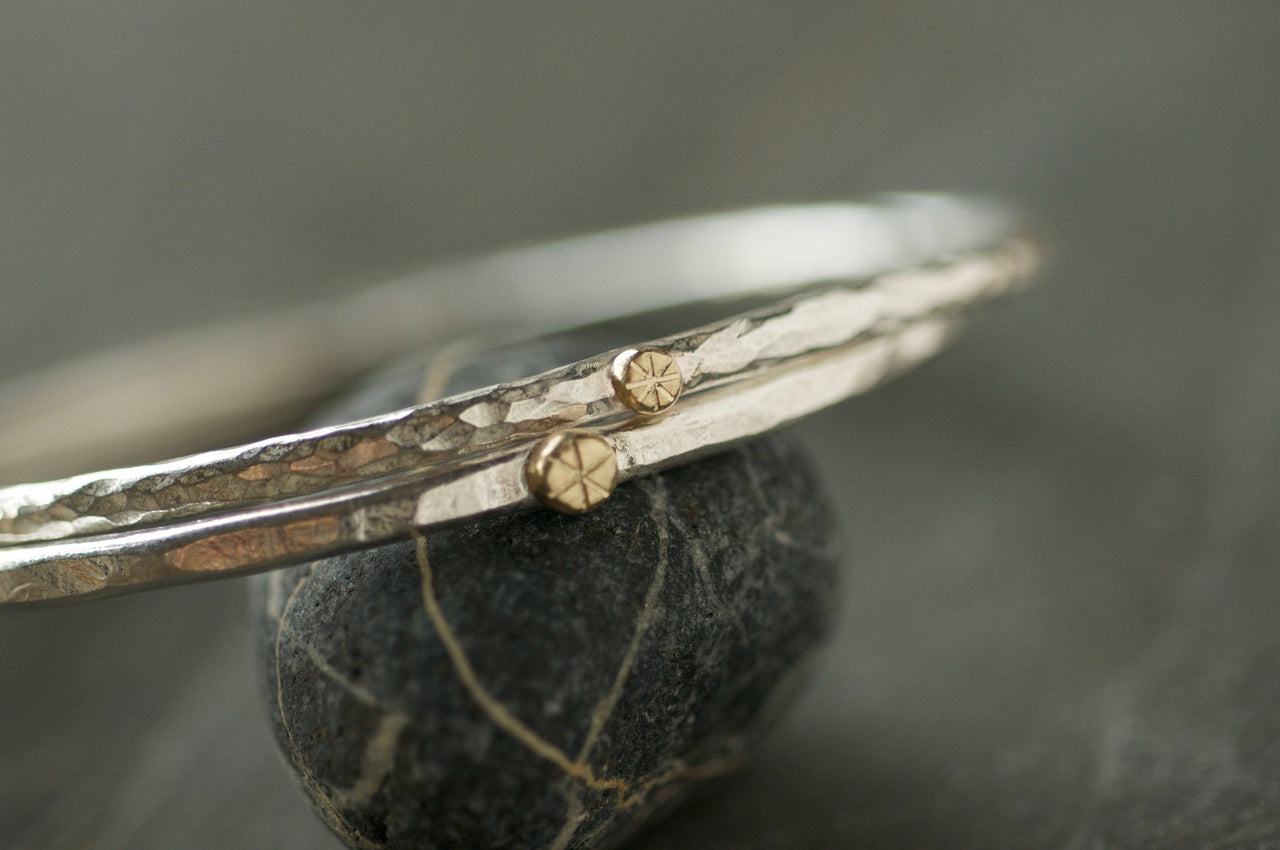 Textured Bangle with Gold Star