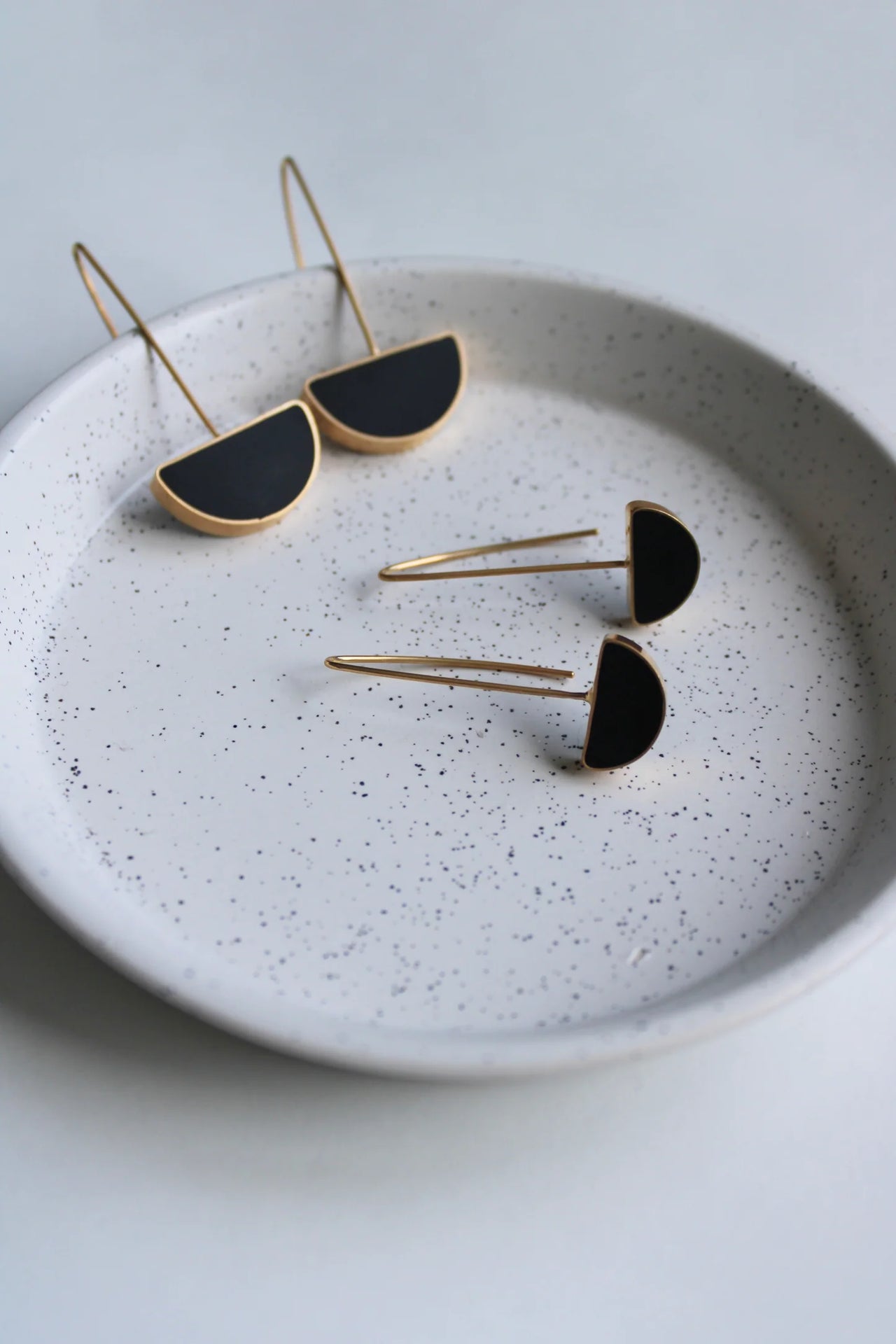 Small Black Arc Drop Earrings