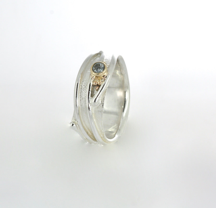 Silver & 9ct Gold Topaz Ring