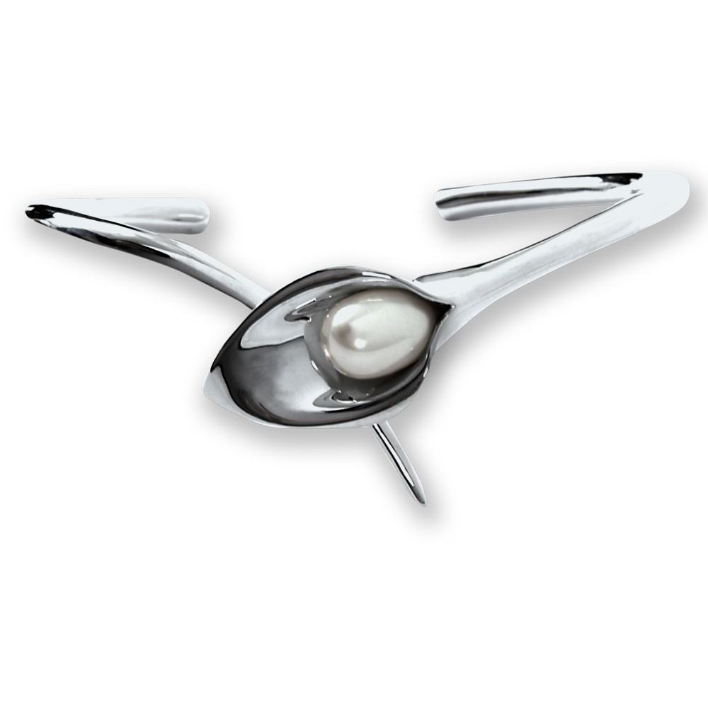 Large Lily Cuff - White Pearl