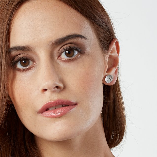 Pattern Oval Silver Earrings