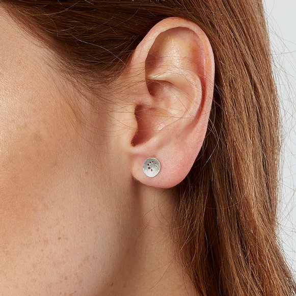 Spiral Pattern Silver Earrings - Small