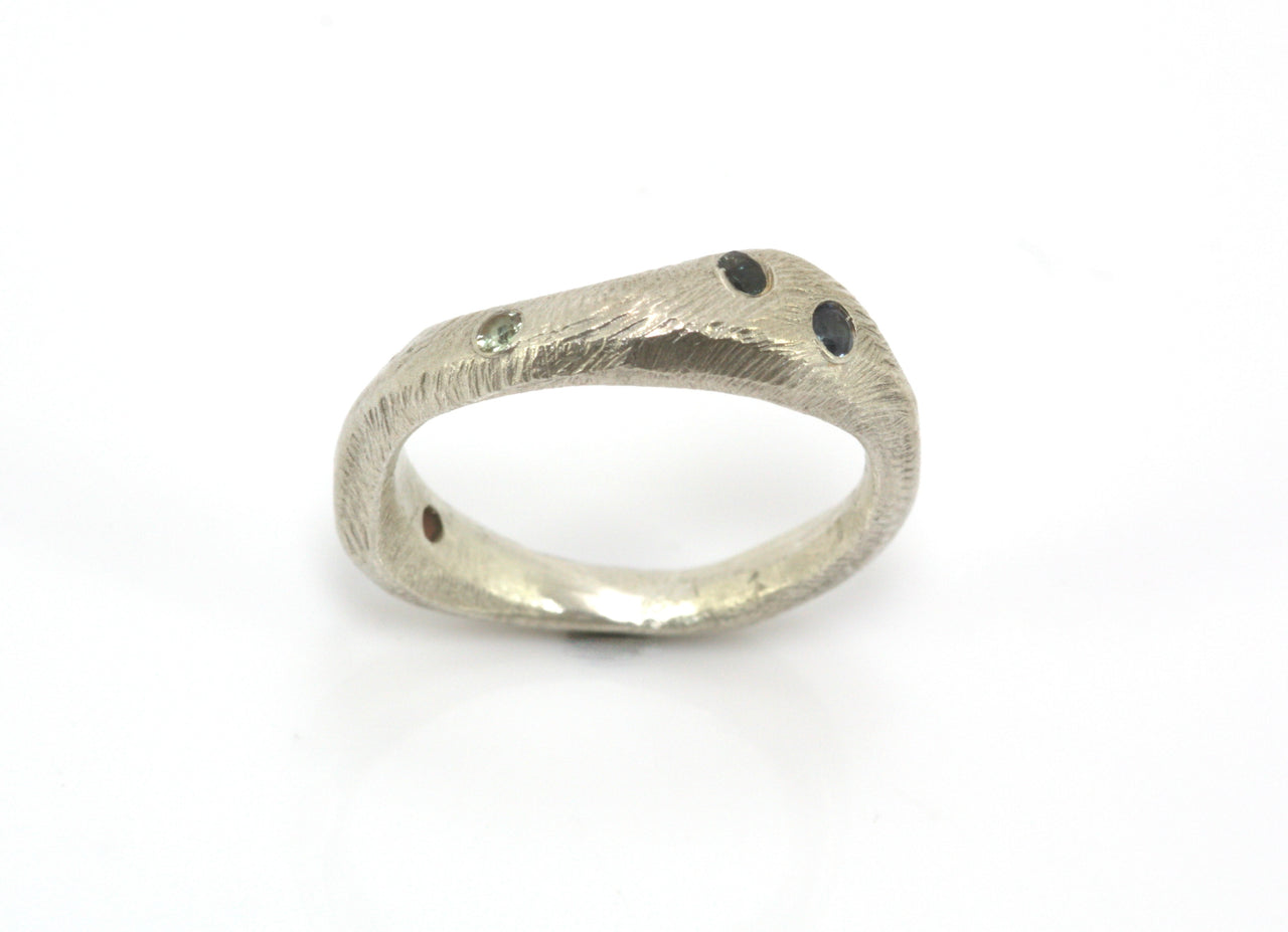 Wave Band in Silver and Sapphire