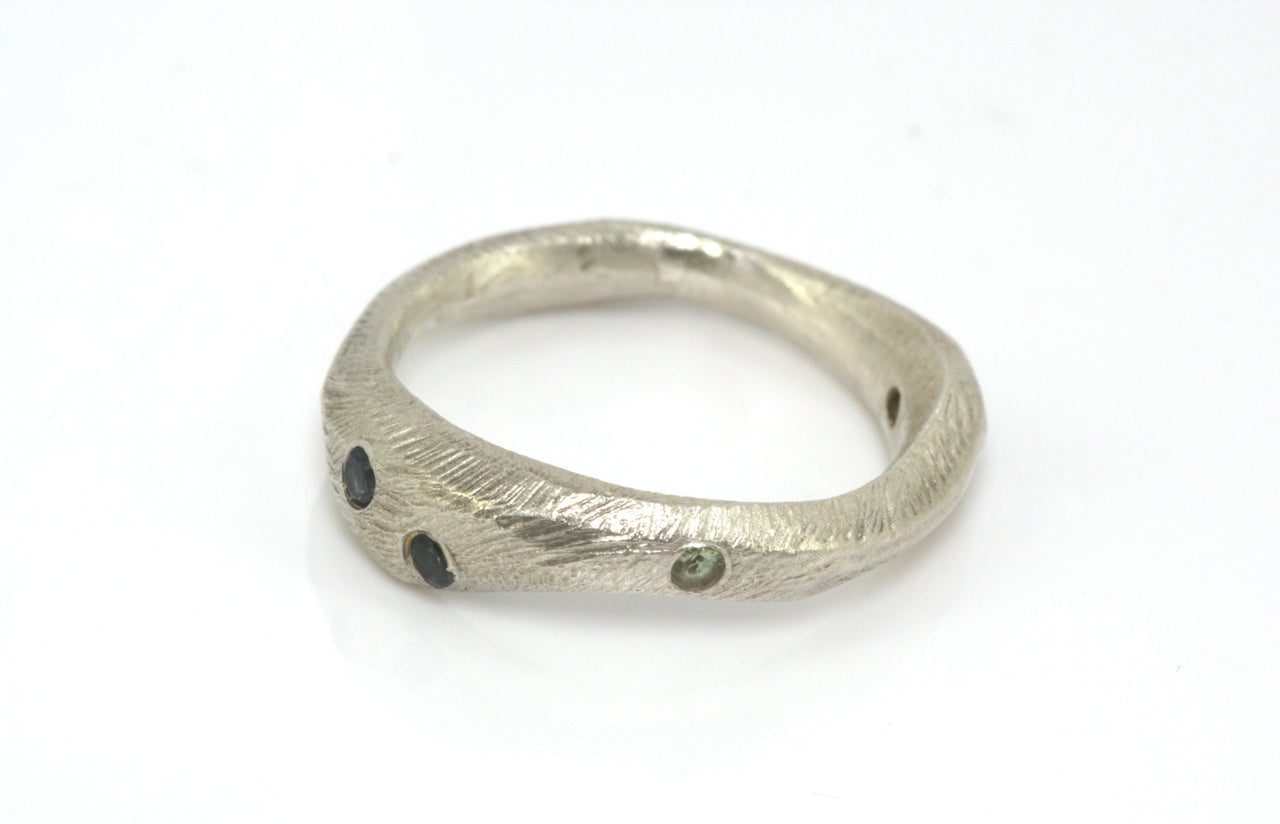 Wave Band in Silver and Sapphire