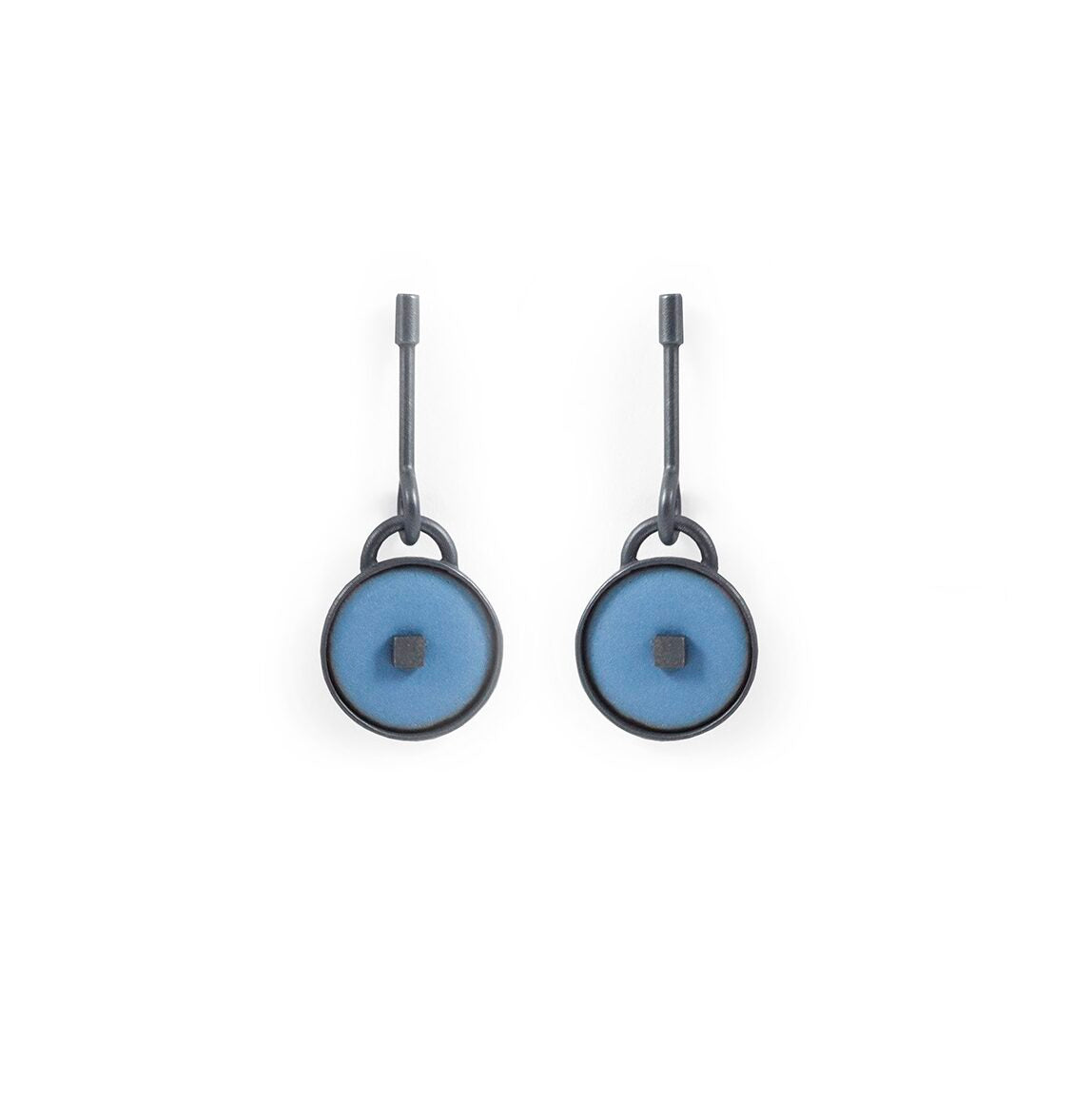 Blue Enamel Drop Earrings