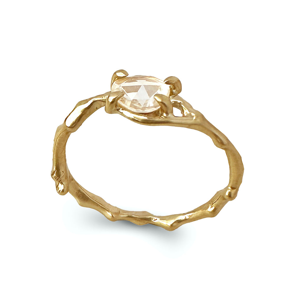Cherry Twig Band Ring with White Sapphire