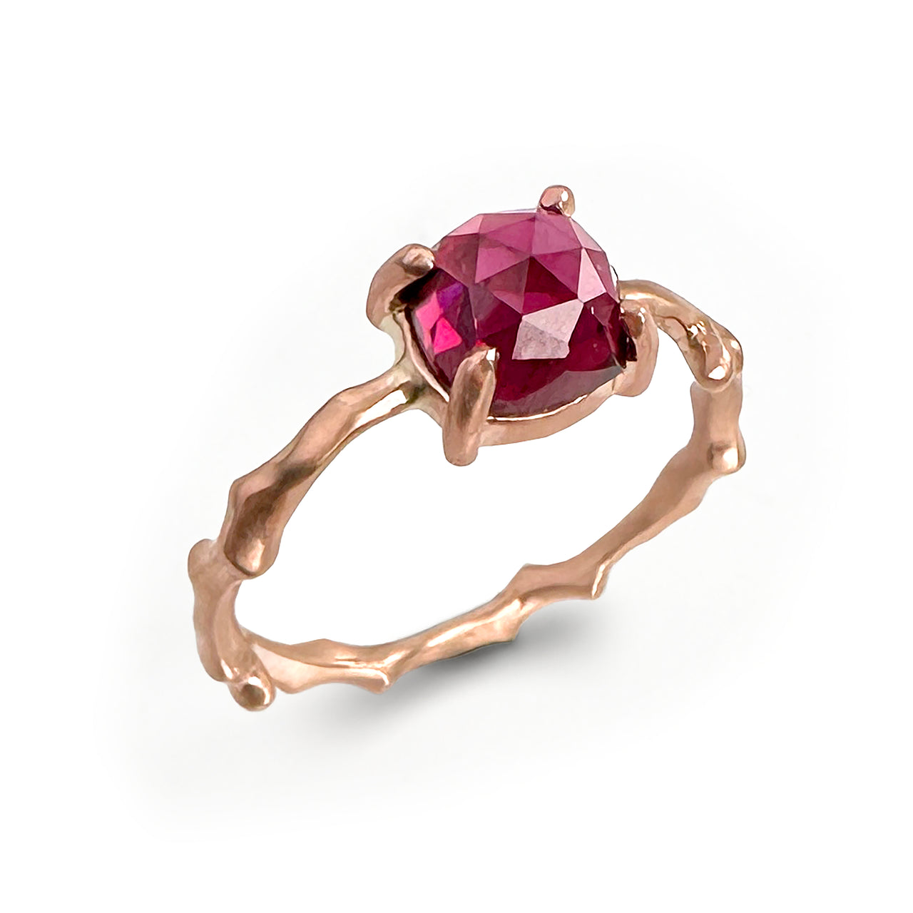 Cherry Twig Ring with Rhodolite Garnet