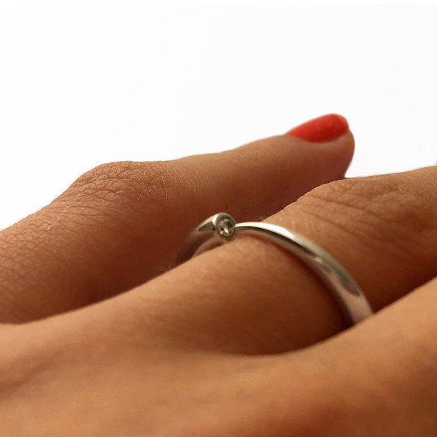 Tapered Wiggle Ring with Diamond / AVAILABLE IN STORE ONLY