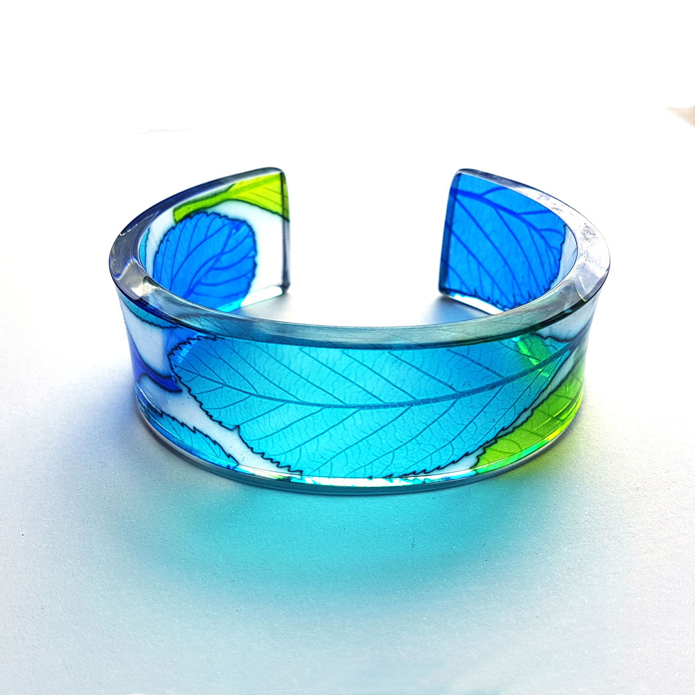 Turquoise & Lime Whitebeam Narrow Cuff