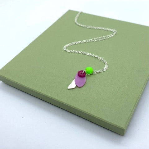 Everyday Beachclean Necklace - Silver / Pink