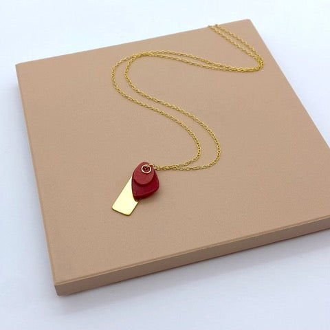 Everyday Beachclean Necklace - Gold Plated / Red