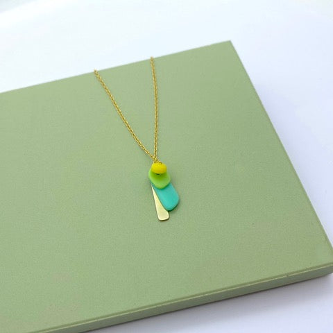 Everyday Beachclean Necklace - Gold Plated / Greens