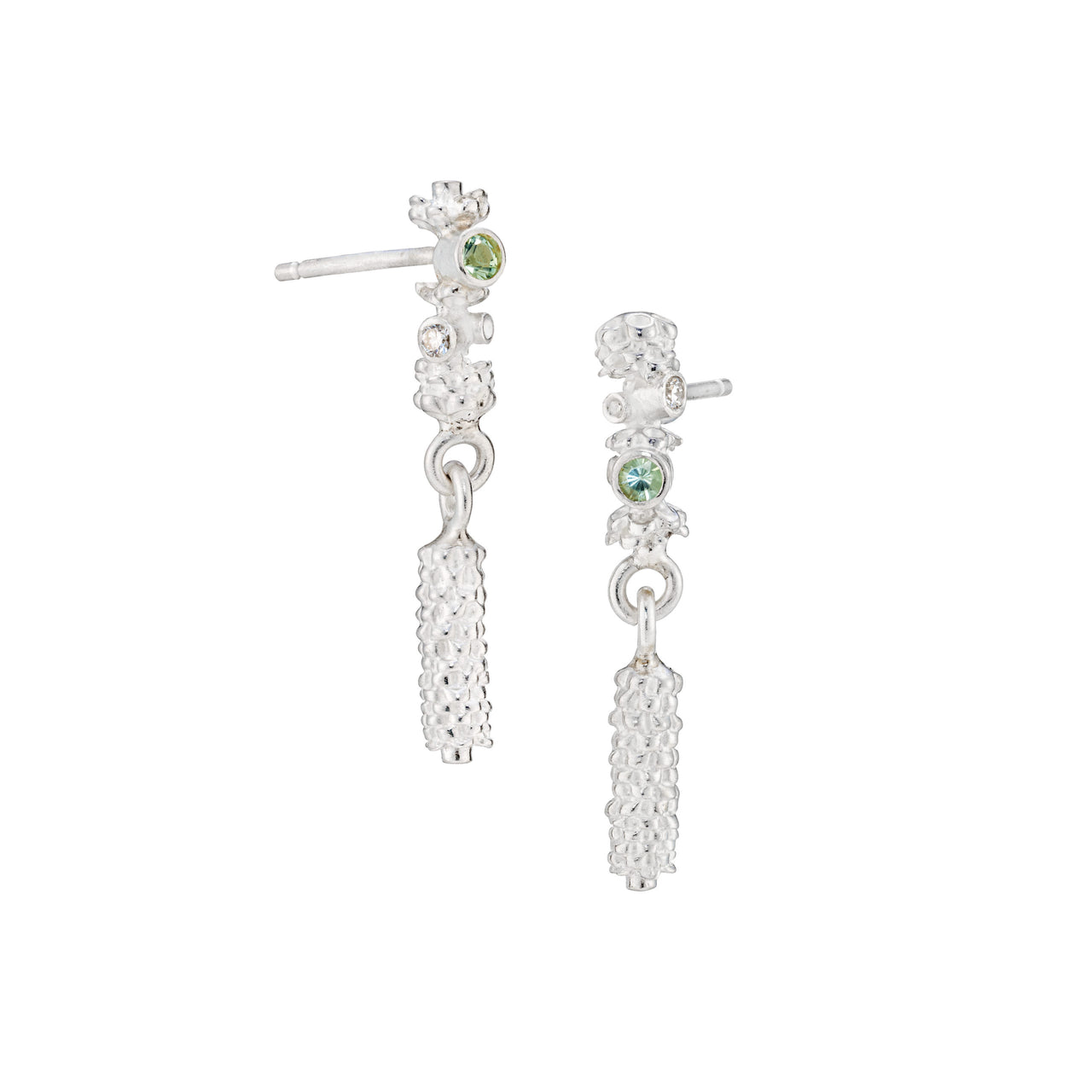 Catkin In Flower Diamond Drop Earrings.