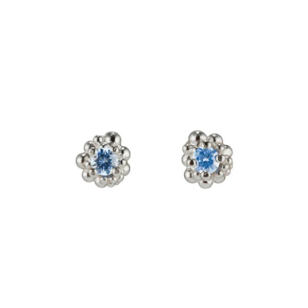 Cluster Stud Earrings with Cornflower Blue Sapphire