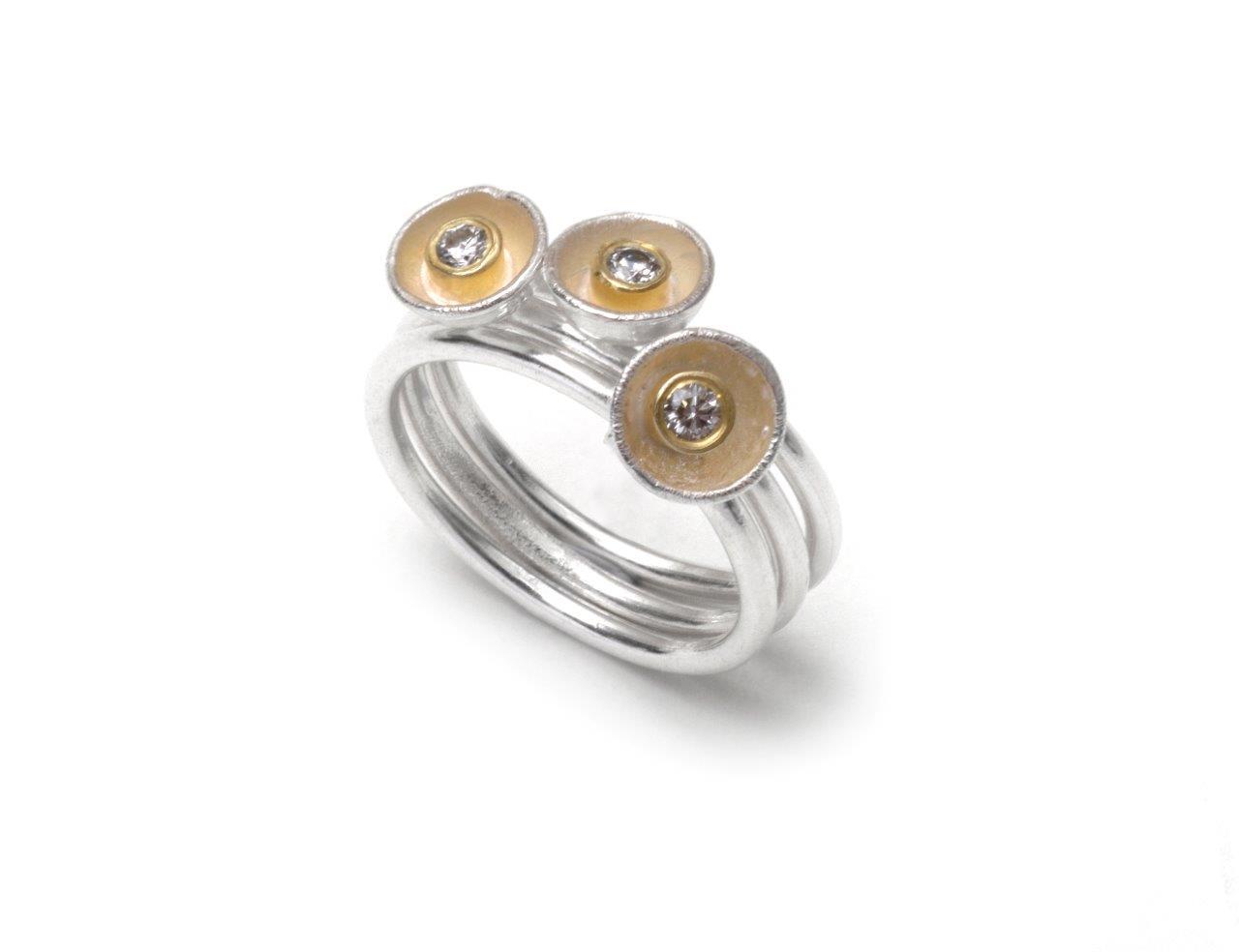 Acorn Cup Ring Set with Diamonds