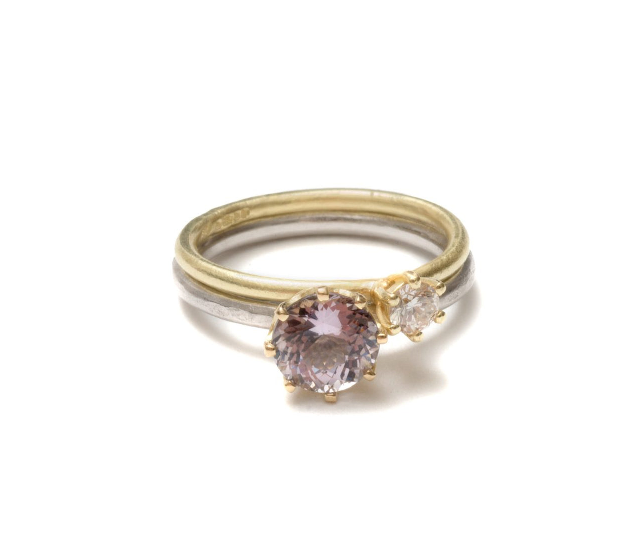 Grey Spinel and Diamond Ring Set