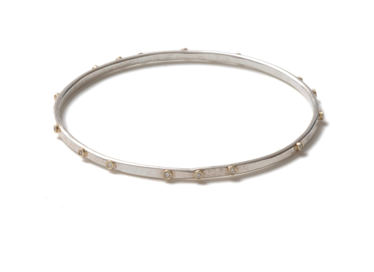 Silver Bangle & Diamonds