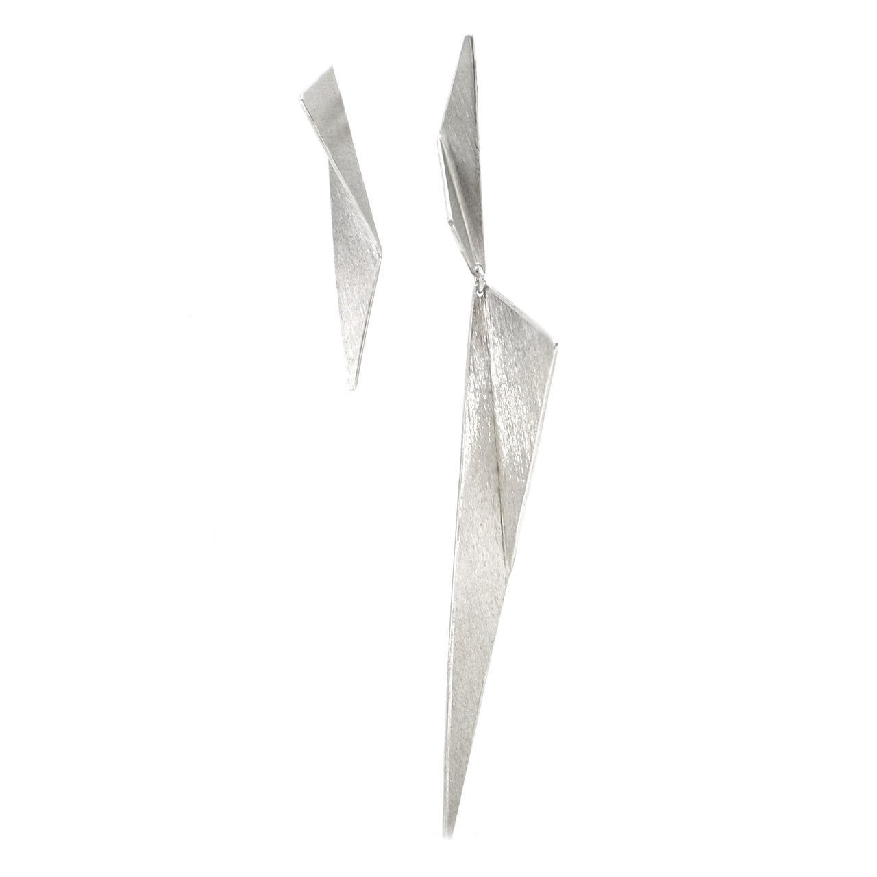 Folded Triangle Mis-Match Drop Earrings