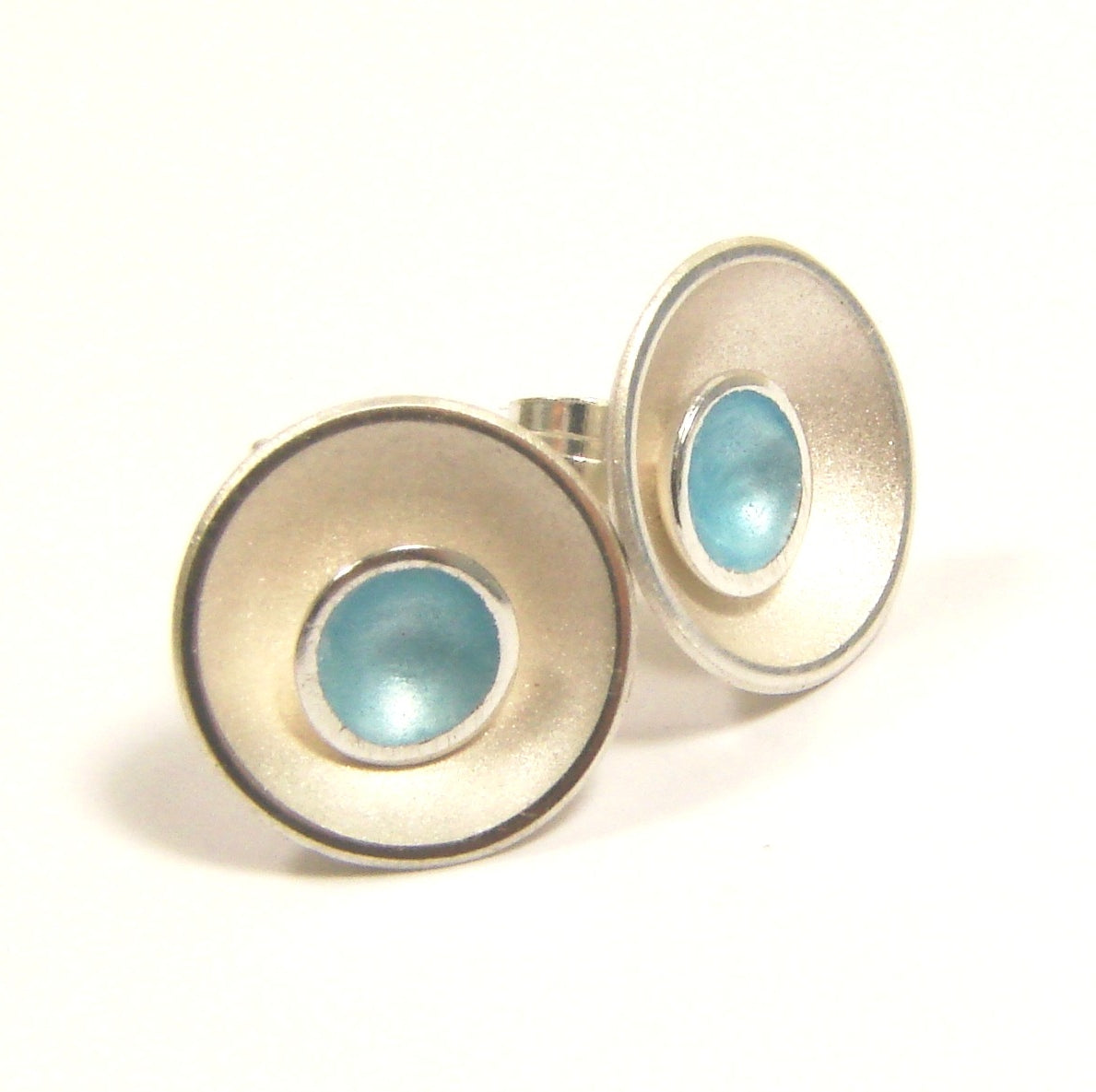 Silver & Enamel 2-in-1 Stud Earrings - Ice