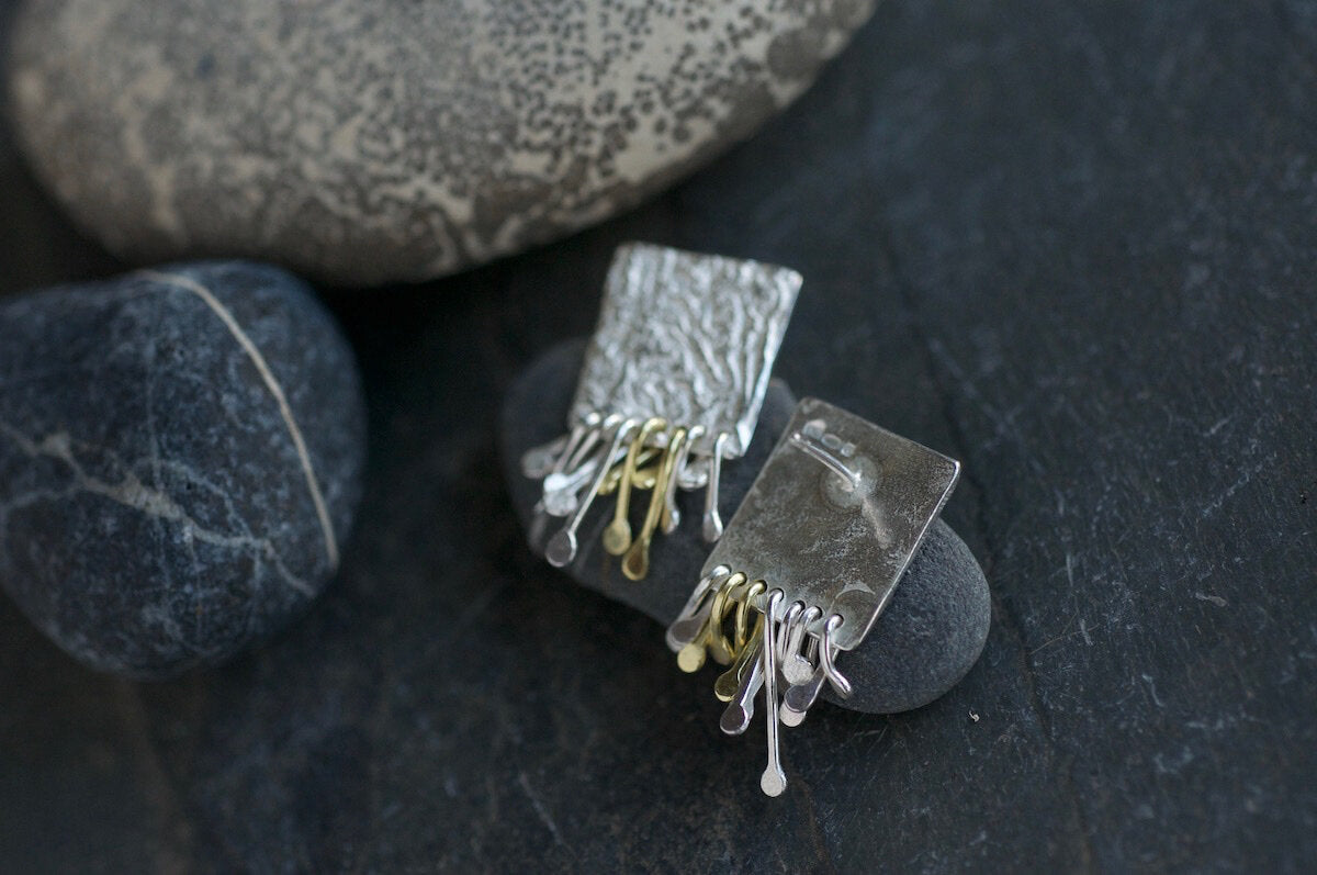 Synthesis Earrings with Lichen Clusters