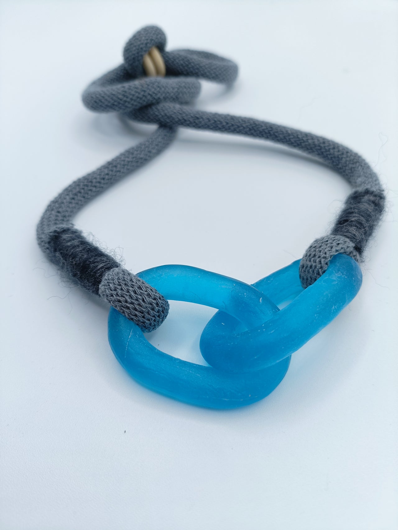 Elusive Blue Double Link Chain Ocean Mooring Necklace