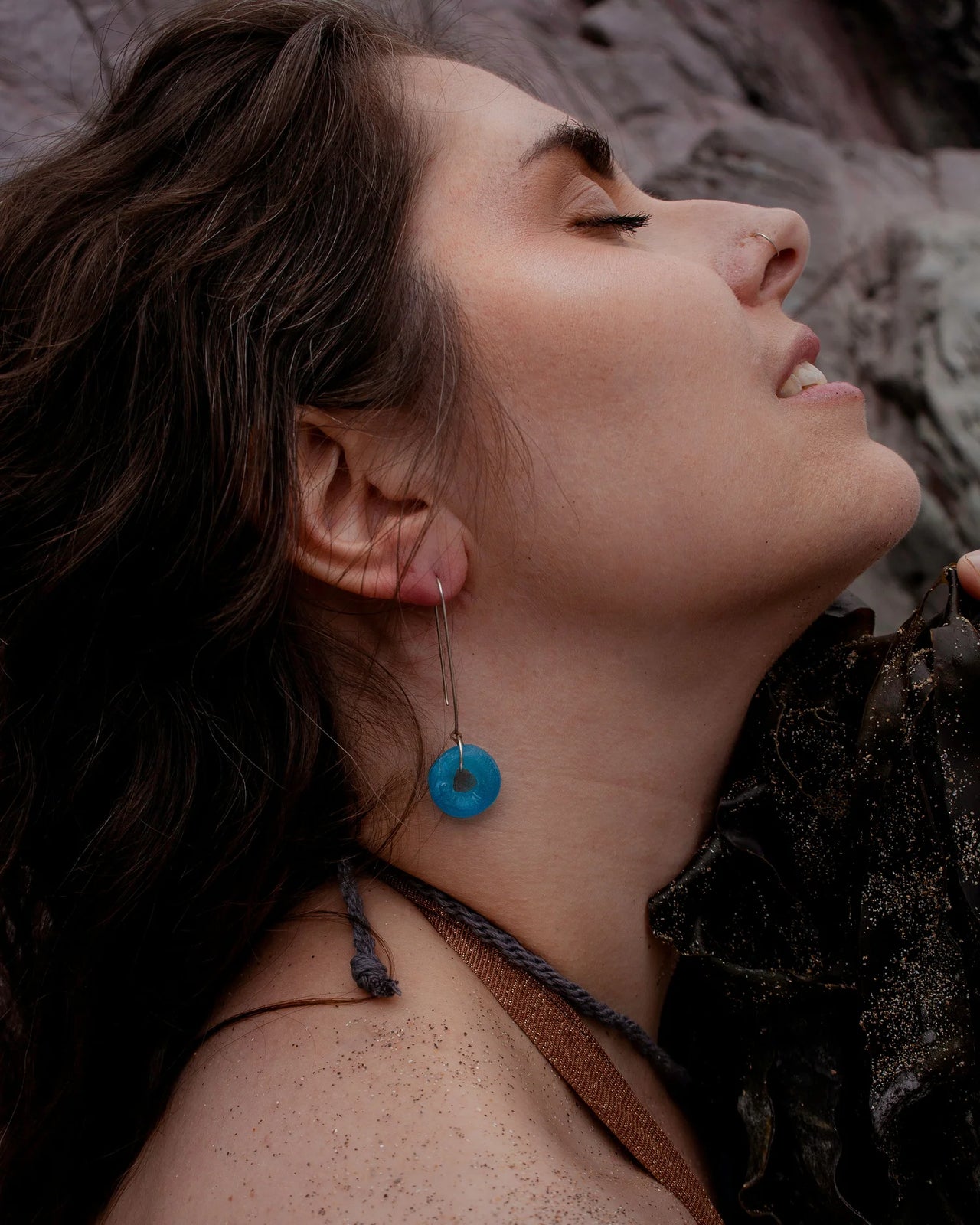 Elusive Blue Glass and Silver Earrings