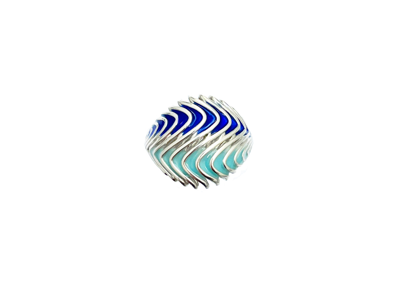 Dark Blue Enamelled Quiver Ring