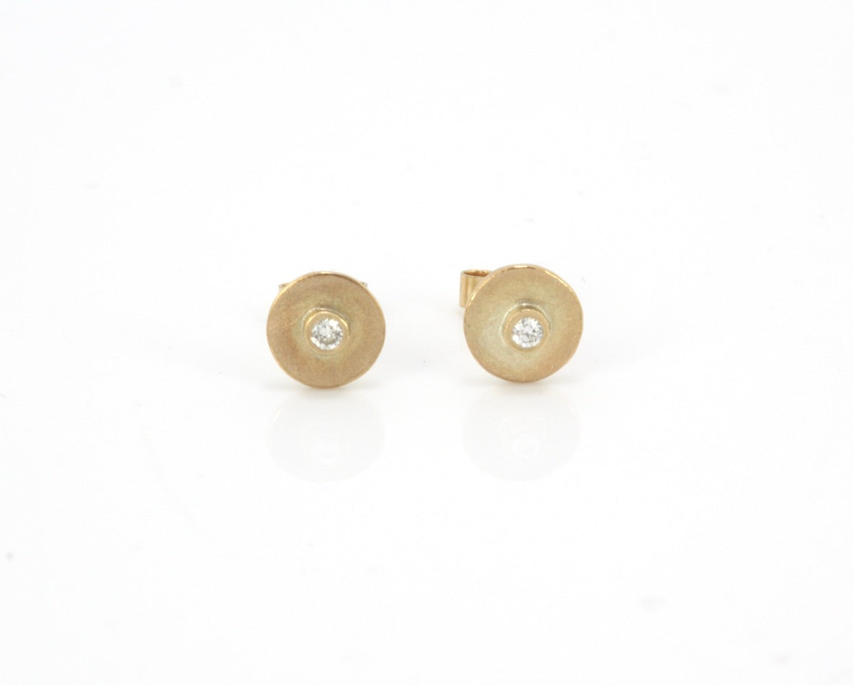 Gold and Diamond Flat Back Stud Earrings