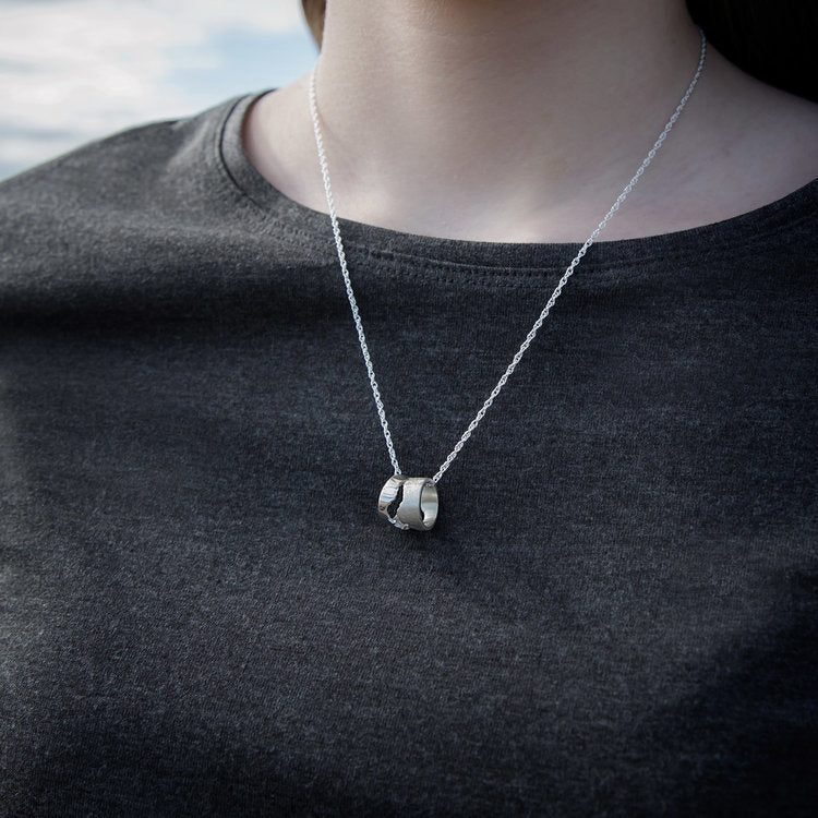 Silver Coastline Hoop Necklace - Cornwall