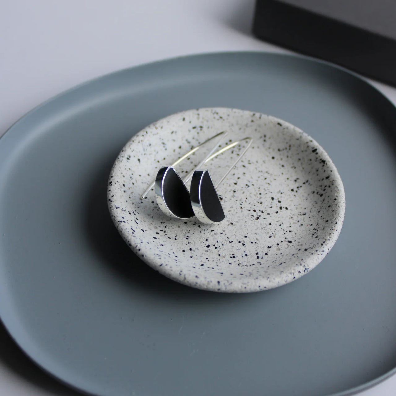 Arc Black Drop Earrings Small