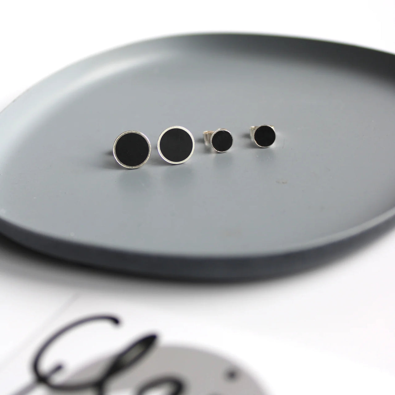 Arc Black Stud Earrings