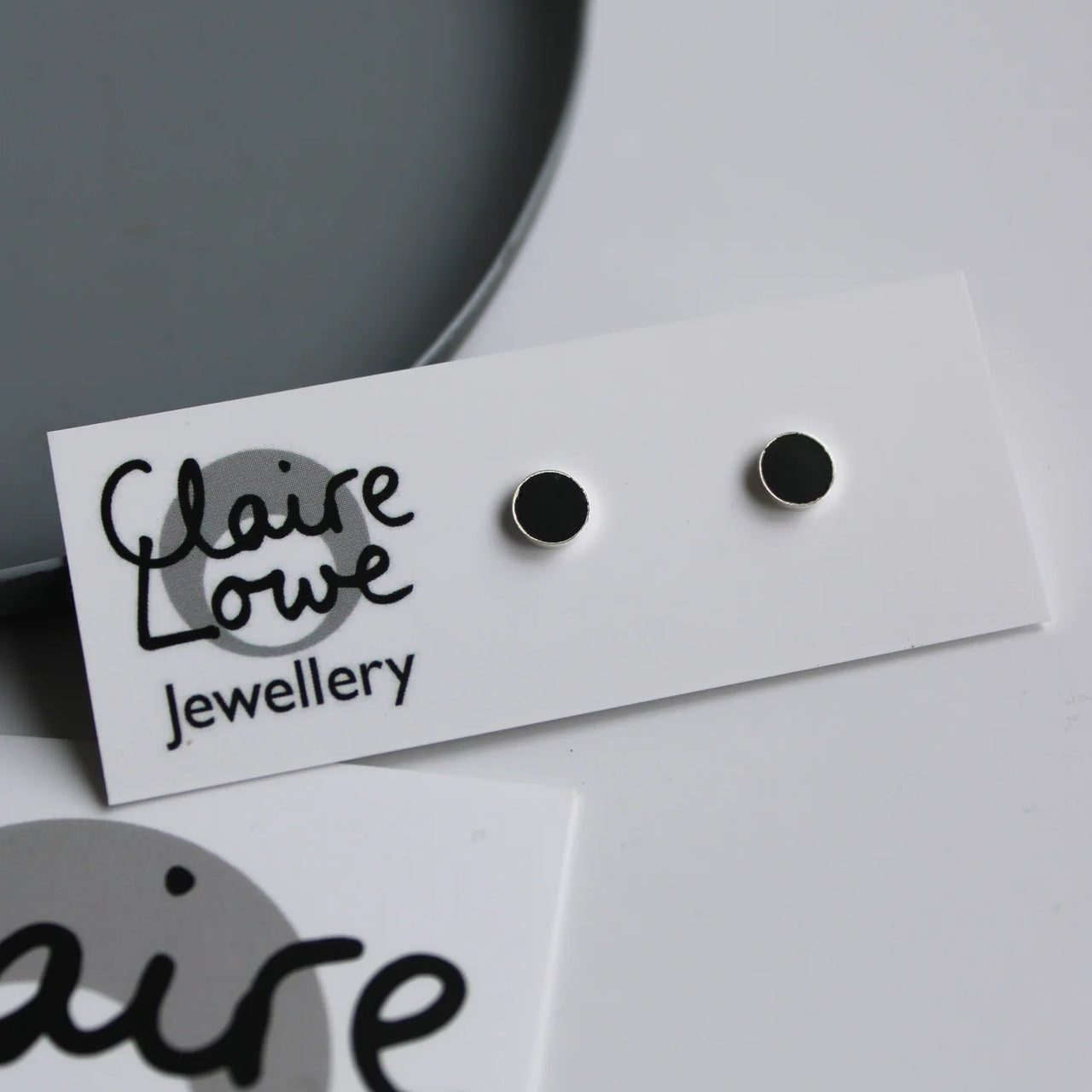 Arc Black Stud Earrings Tiny