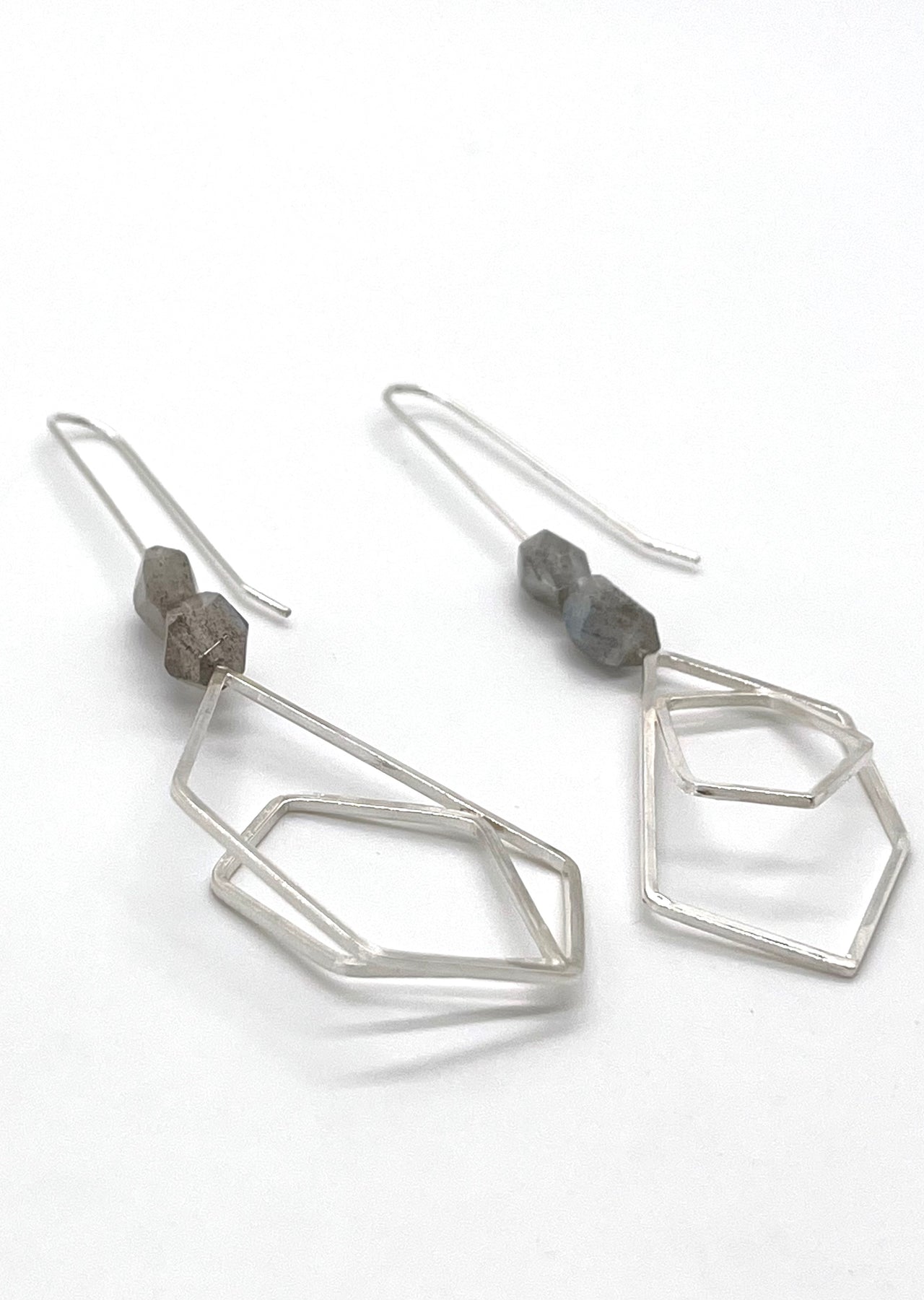 Labradorite Statement Drop Silver Earrings
