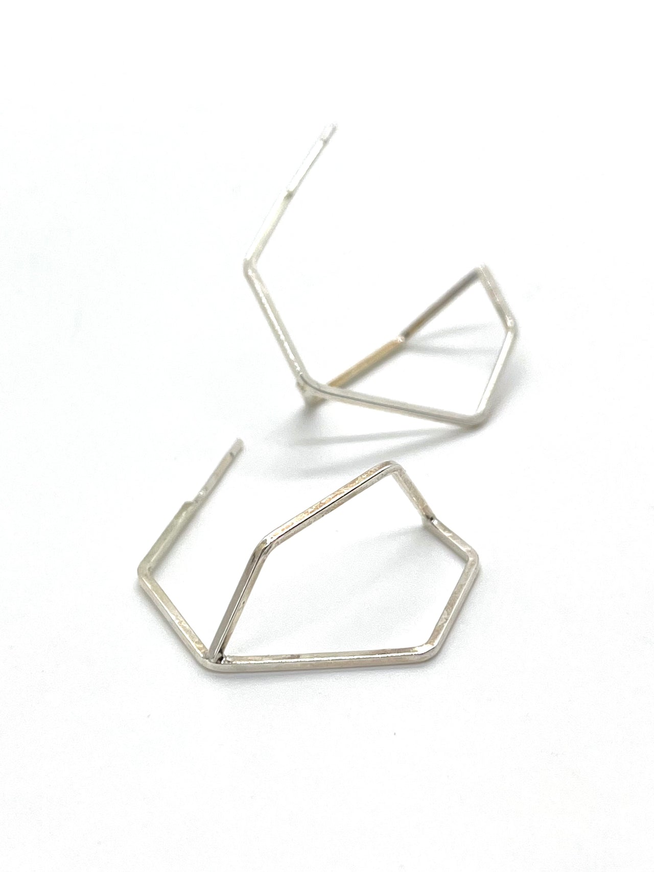 Asymmetric Geometric Silver Stud Earrings