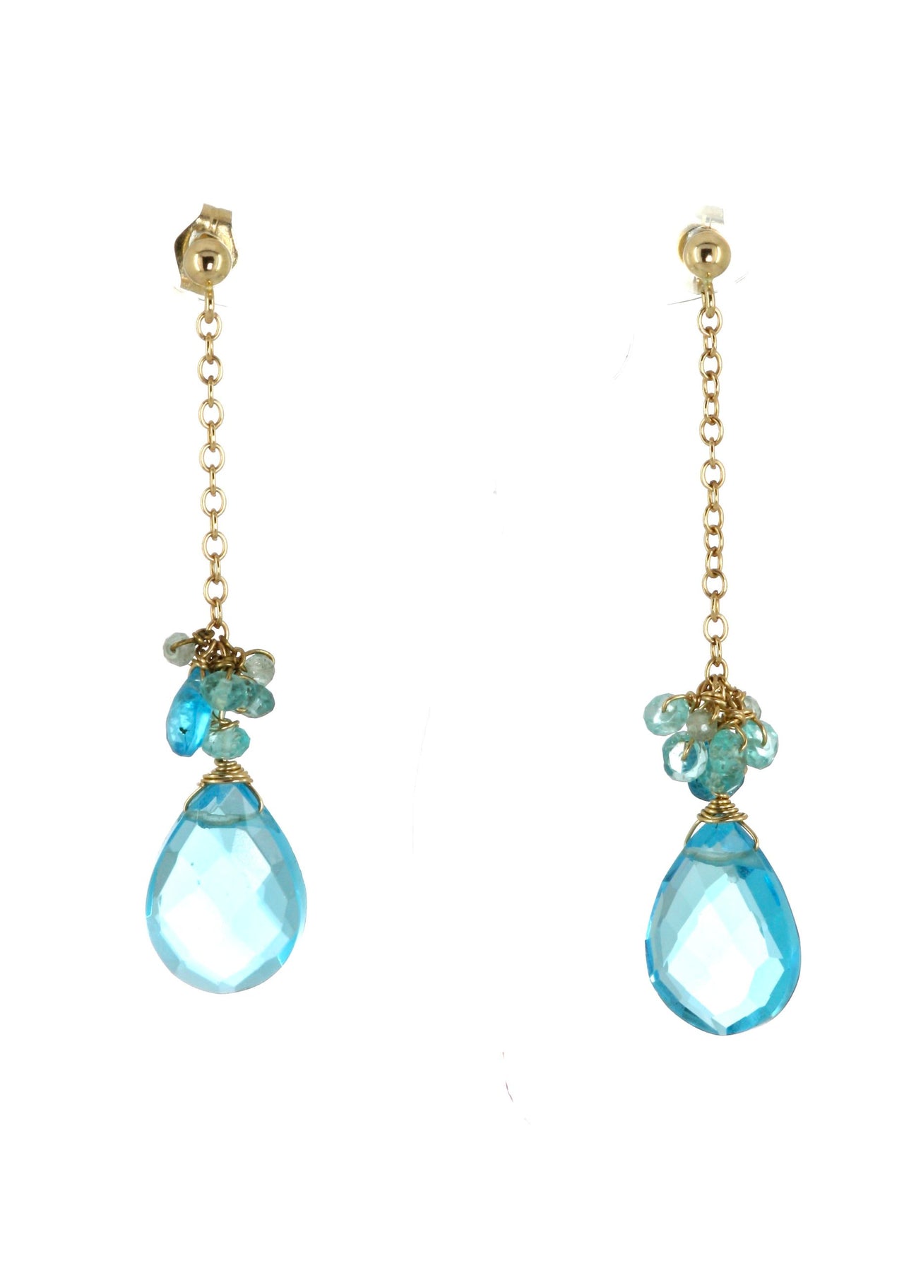 Gold / Blue Topaz Earrings