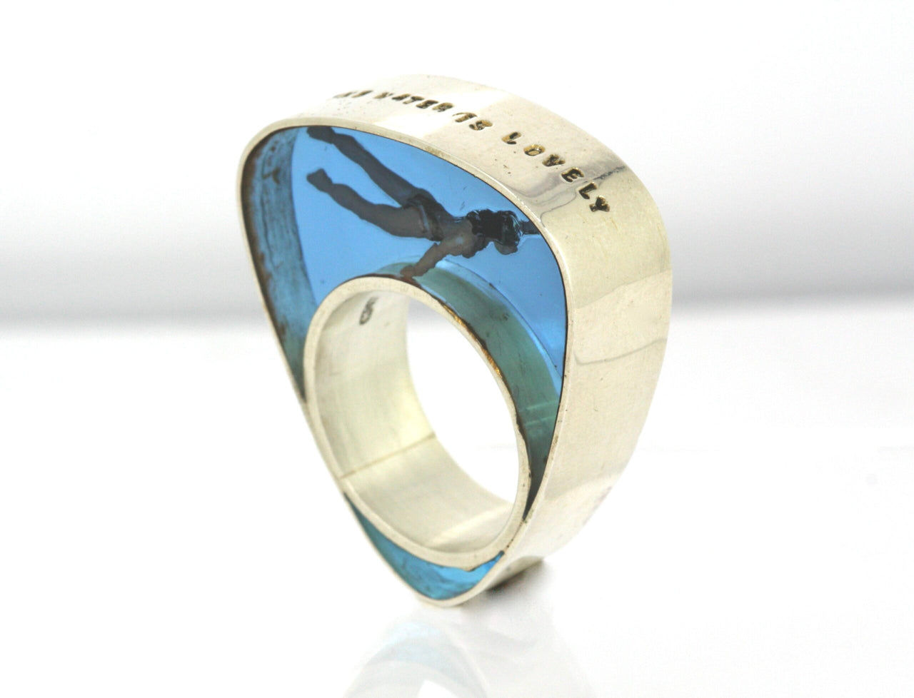 Swimmer Silver Resin Ring