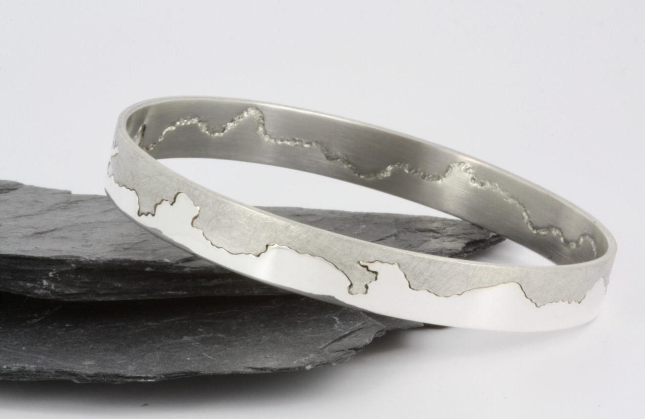 Coastline Bespoke Silver Bangle - Cornwall