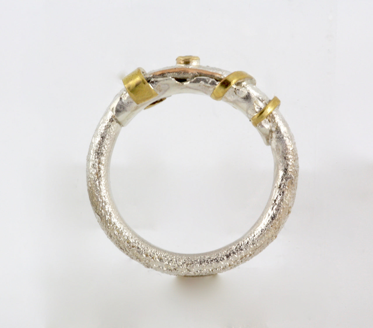 Silver, Brass, Copper, Gold & Diamond Ring UNISEX