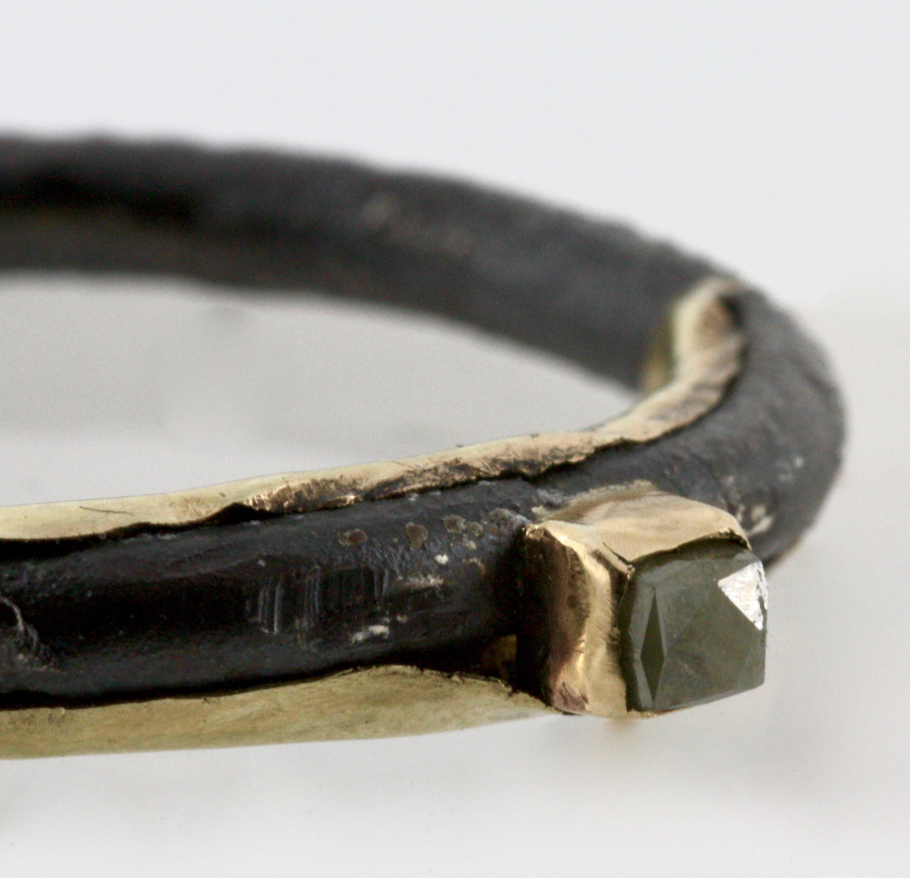 Silver, Gold & Grey Diamond Ring Unisex