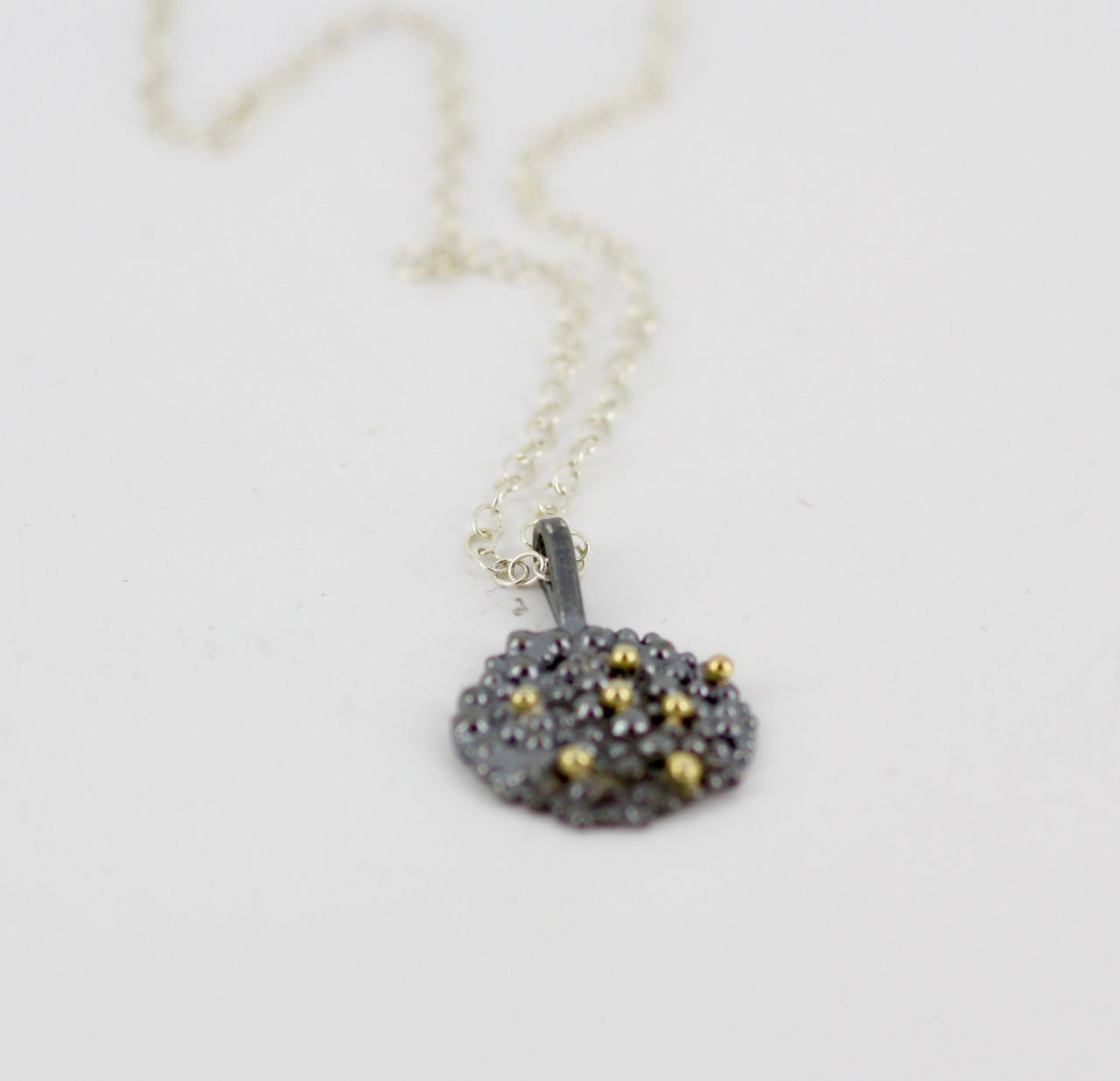 Oxidised Silver and 18ct Gold Berry Pendant