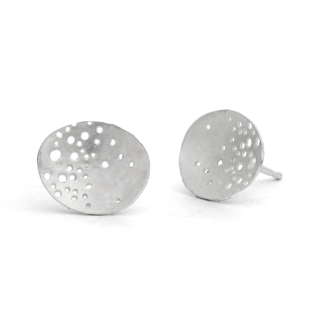 Pattern Oval Silver Earrings