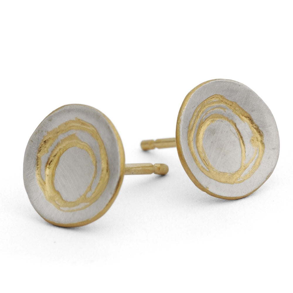 Etched Silver Earrings With Gold Detail