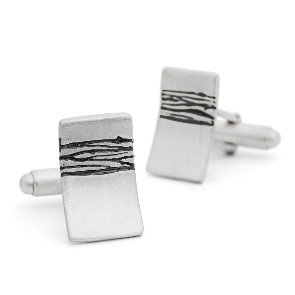 Etched Silver Cufflinks