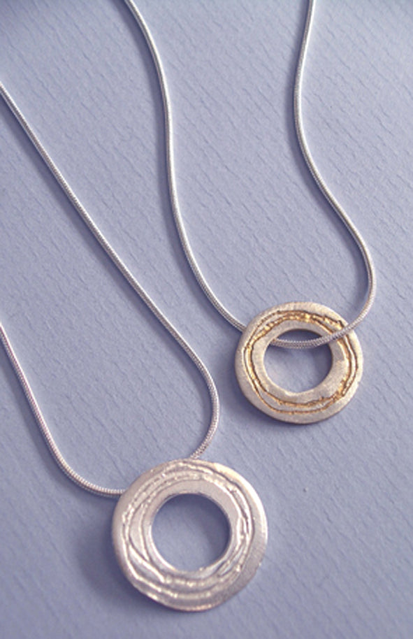 Silver Etched Pendant with Gold Plate
