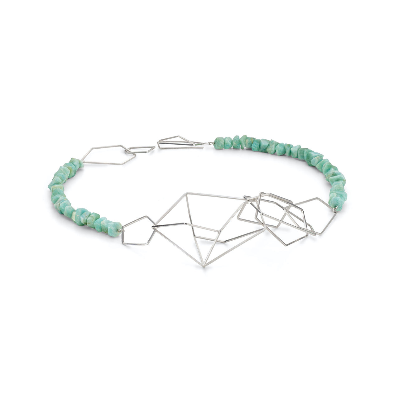 Amazonite Asymmetric Silver Link Necklace