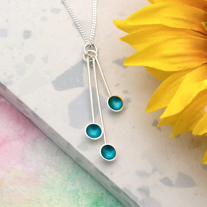Triple Droplet Necklace - Teal