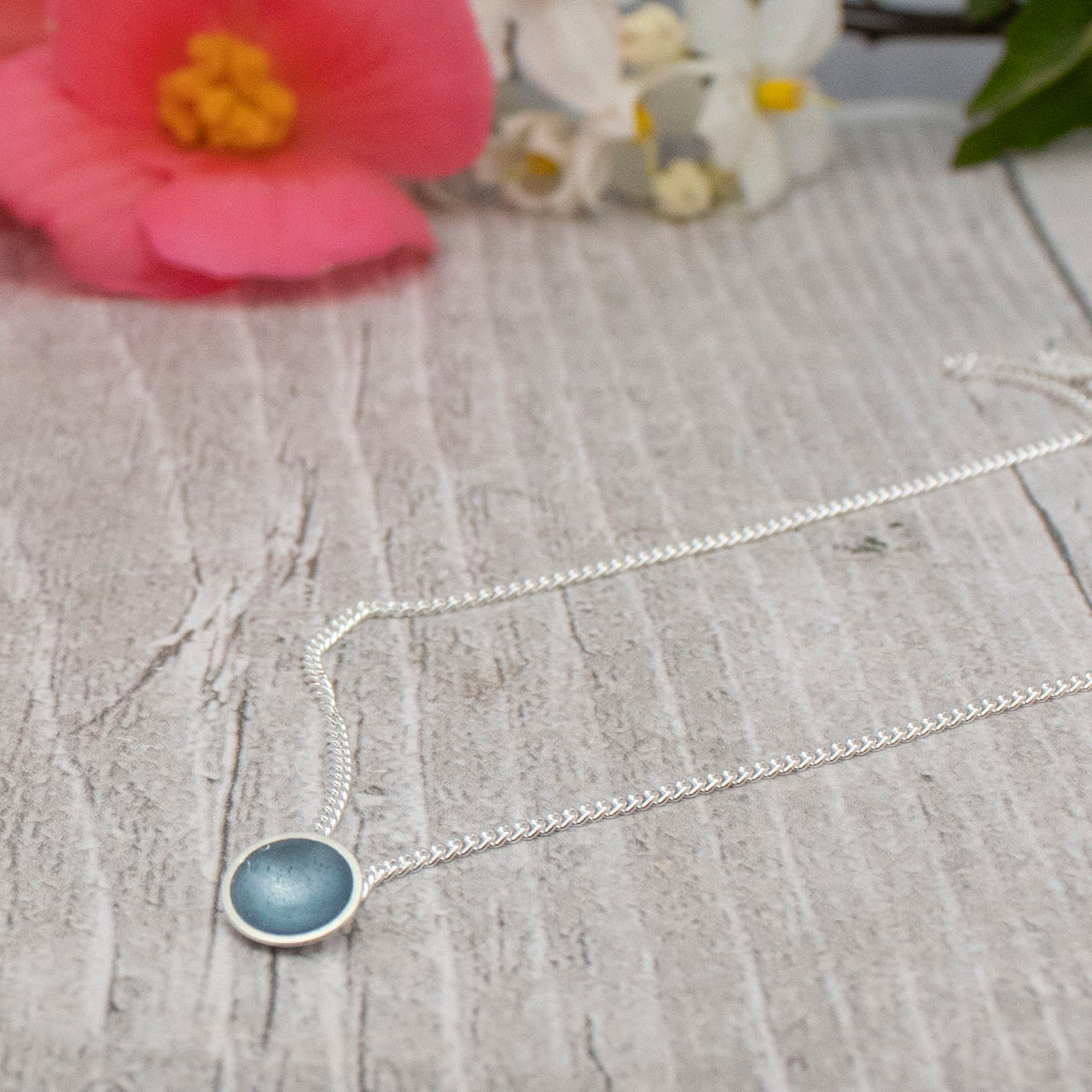 Halo Silver and Enamel Pendant - Mini - Ice