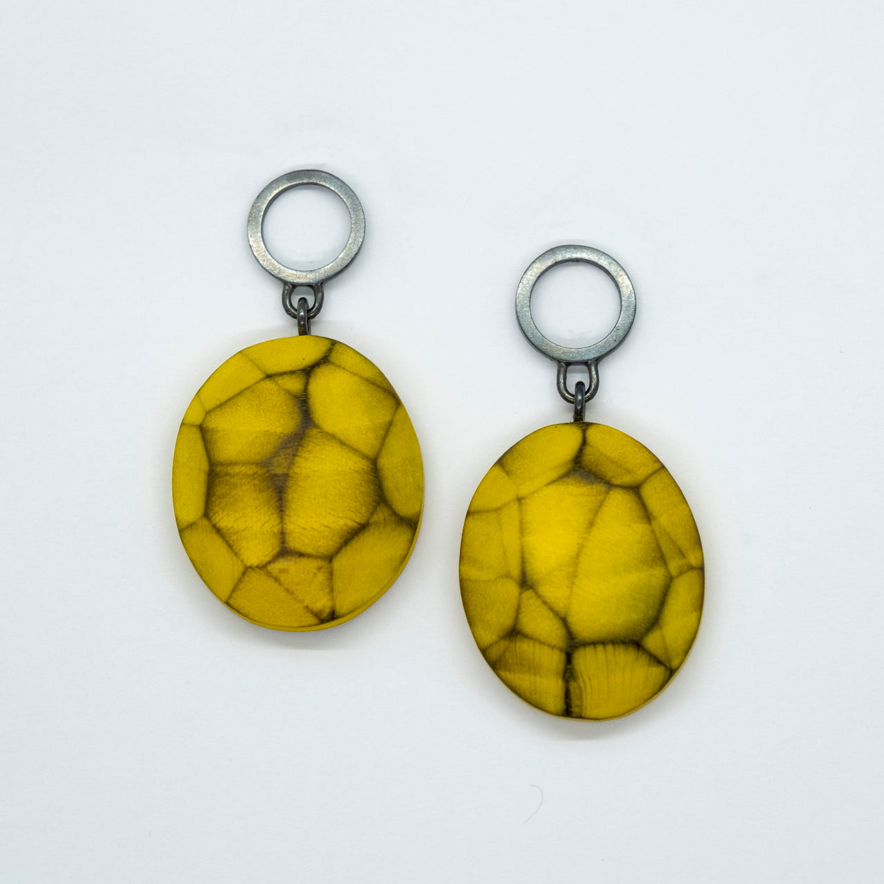 Oxidised and Yellow Earrings