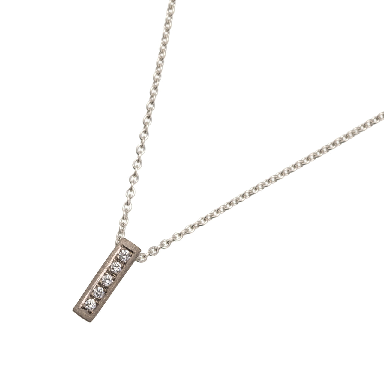 Silver & 18ct White Gold Linea Necklace with Diamonds