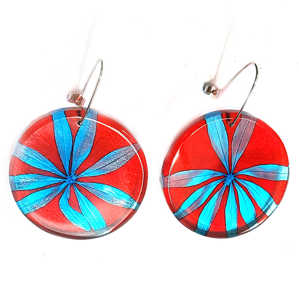 Red & Turquoise Disc Earrings